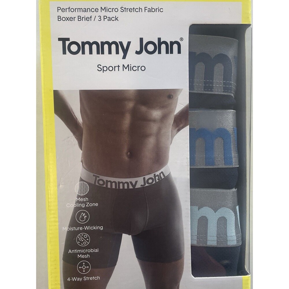 Tommy John Performance Sport Micro Boxer Brief 3 Pack Men’s M Navy Silver
